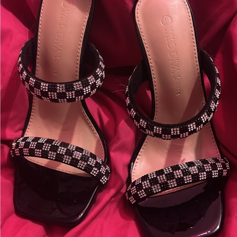 Wild Diva Black and White Checkered Heels